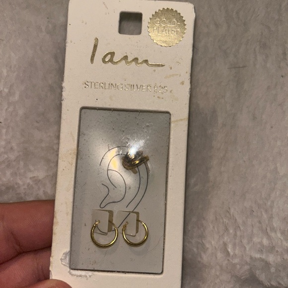 Gold-Plated Sterling Silver 925 Hoop Earrings - Picture 1 of 2